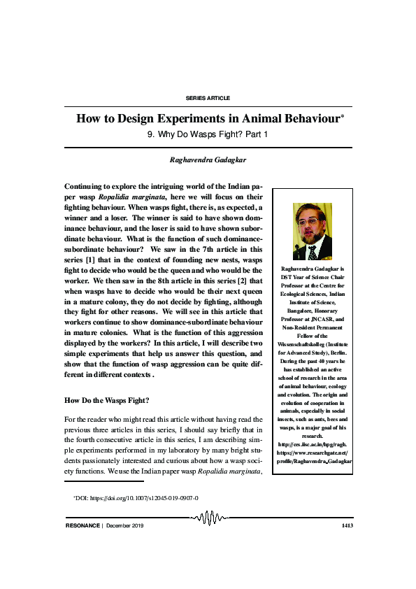 (PDF) How to Design Experiments in Animal Behaviour