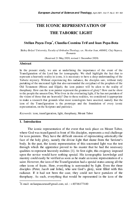 (PDF) THE ICONIC REPRESENTATION OF THE TABORIC LIGHT