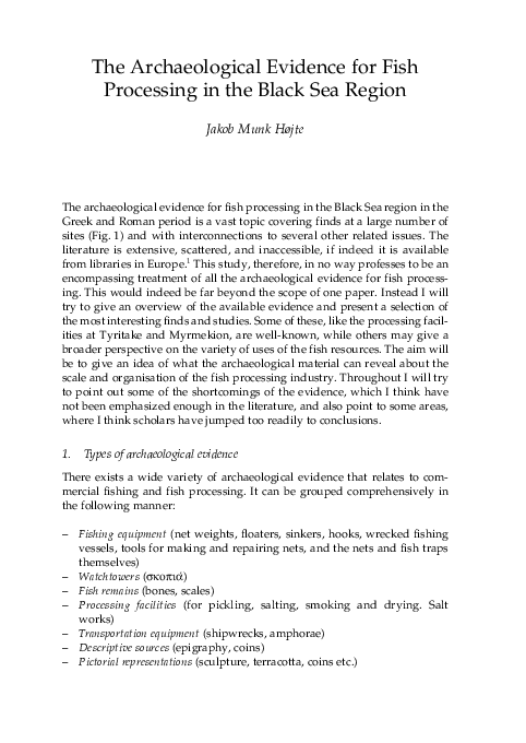 (PDF) The Archaeological Evidence for Fish Processing in the Western ...