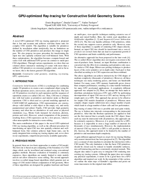 (PDF) GPU-optimized Ray-tracing for Constructive Solid Geometry Scenes