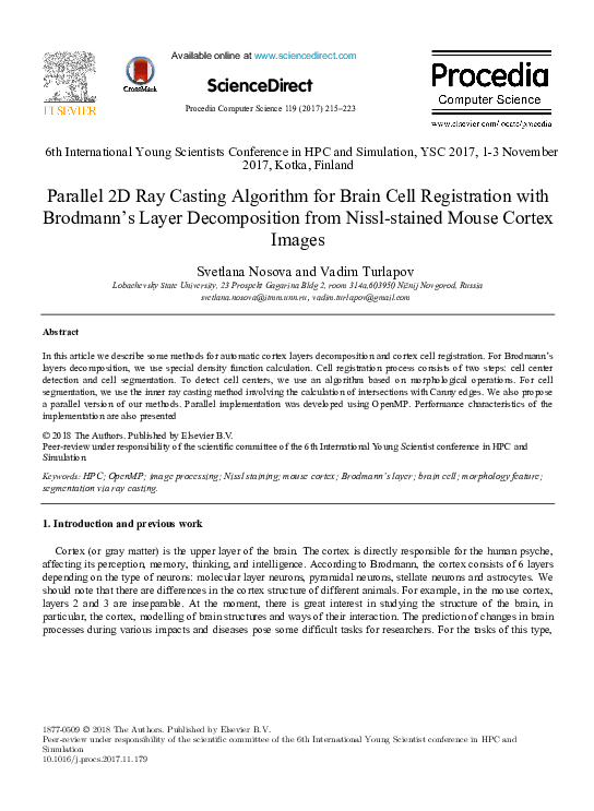 (PDF) Parallel 2D Ray Casting Algorithm for Brain Cell Registration ...