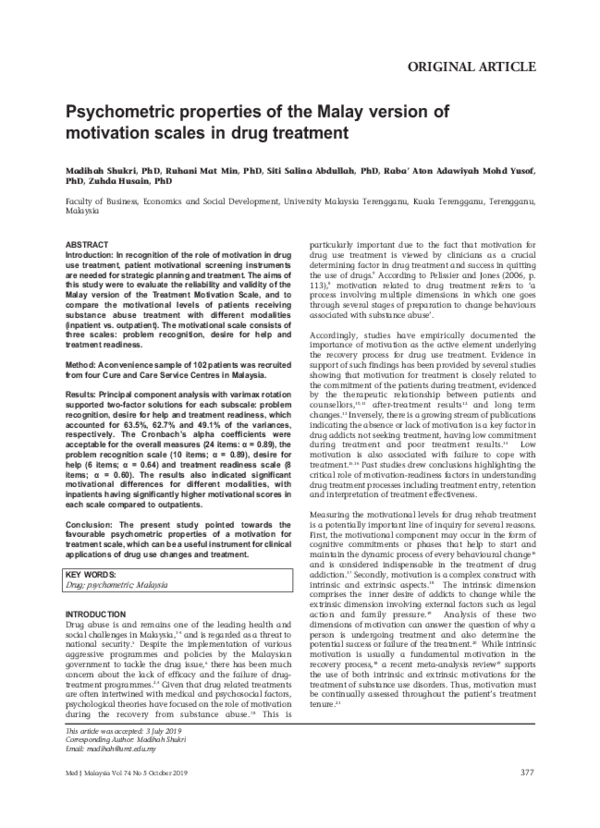 (PDF) Psychometric properties of the Malay version of motivation scales ...