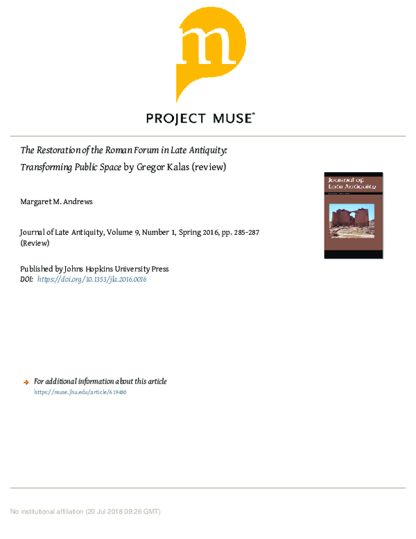 (PDF) The Restoration of the Roman Forum in Late Antiquity ...