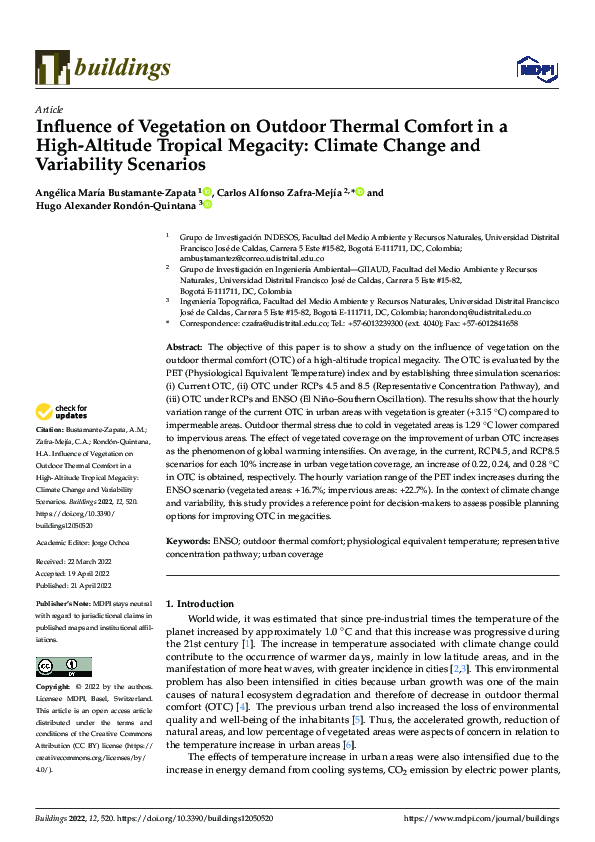(PDF) Influence of Vegetation on Outdoor Thermal Comfort in a High ...