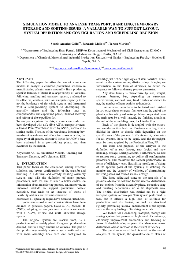 (PDF) Simulation model to analyze transport, handling, temporary ...