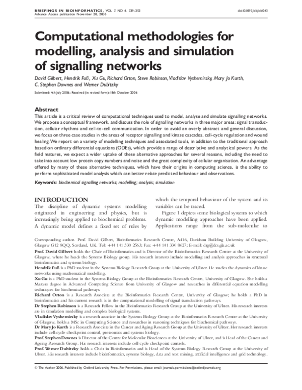 (PDF) Computational methodologies for modelling, analysis and ...