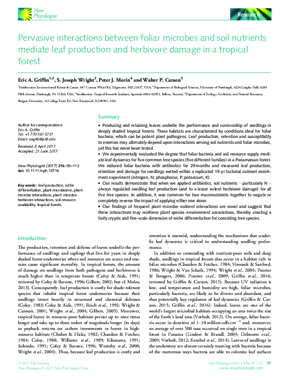 (PDF) Pervasive interactions between foliar microbes and soil nutrients ...