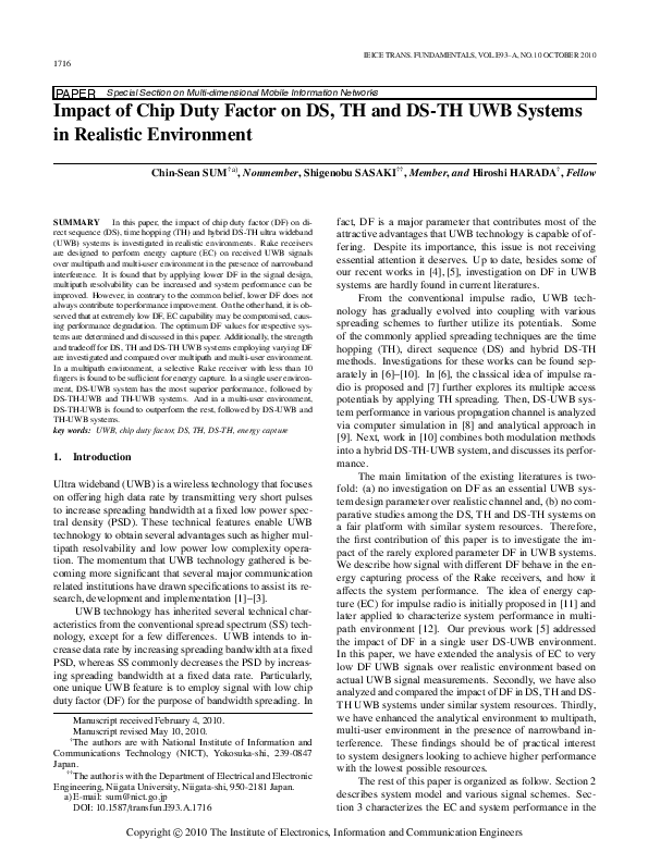 (PDF) Impact of Chip Duty Factor on DS, TH and DS-TH UWB Systems in ...