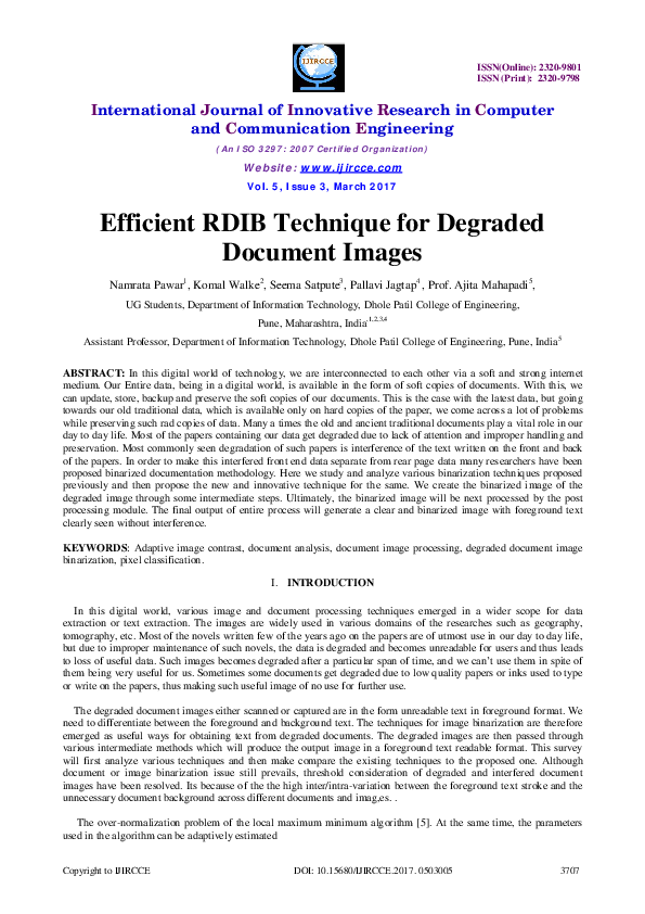 (PDF) Efficient RDIB Technique for Degraded Document Images