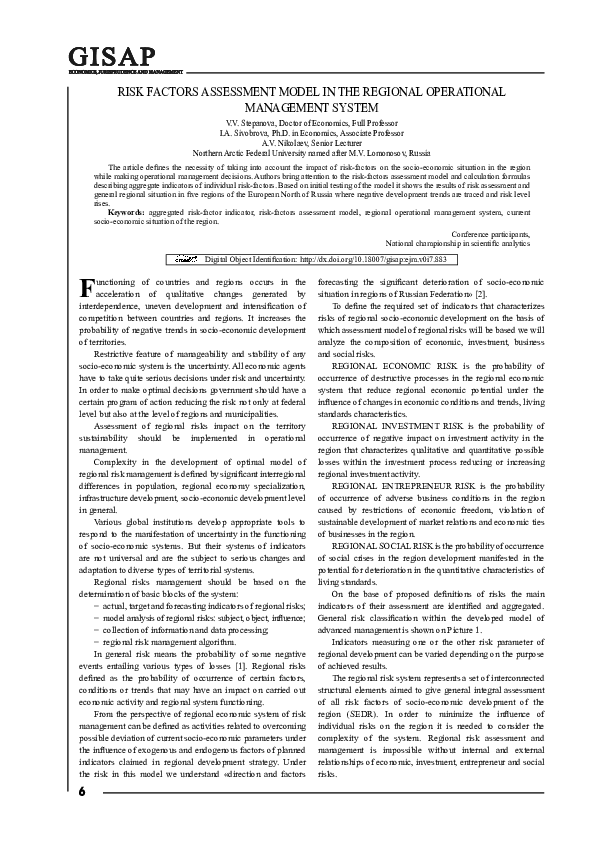 (PDF) Risk Factors Assessment Model in the Regional Operational ...