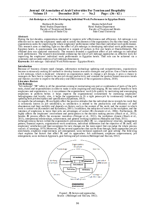 (PDF) Job Redesign as a Tool for Developing Individual Work Performance ...