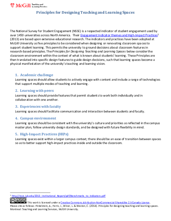 (PDF) Principles for Designing Teaching and Learning Spaces