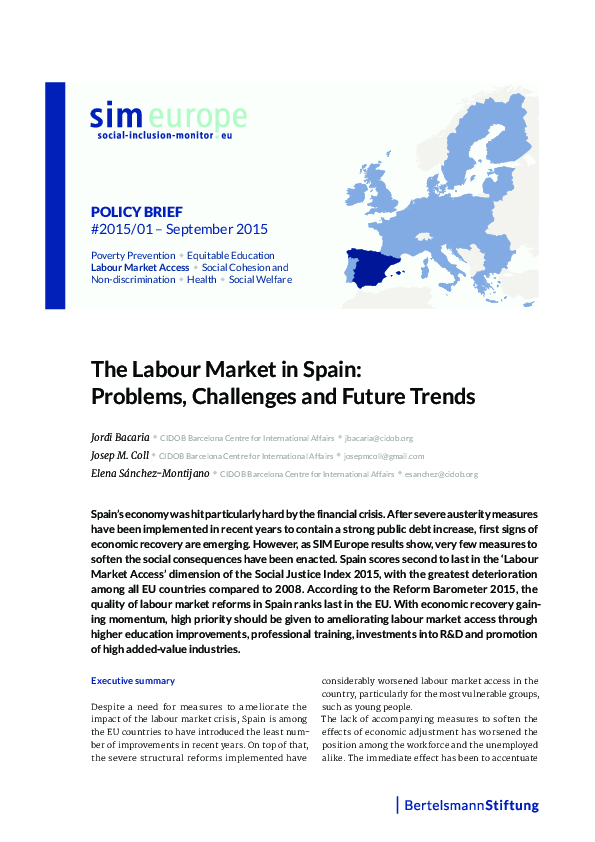 (PDF) Executive summary The Labour Market in Spain: Problems ...