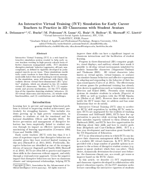 (PDF) An Interactive Virtual Training (IVT) Simulation for Early Career ...