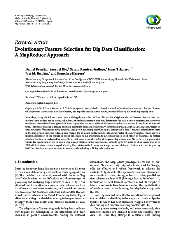 (PDF) Evolutionary Feature Selection for Big Data Classification: A ...