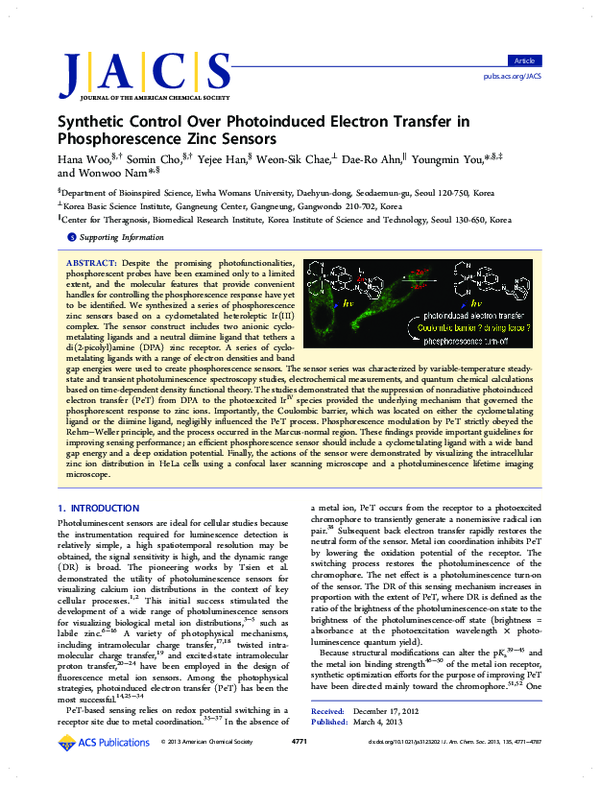 (PDF) Synthetic Control Over Photoinduced Electron Transfer in ...