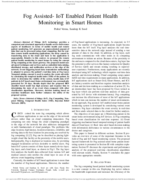 (PDF) Fog Assisted-IoT Enabled Patient Health Monitoring in Smart Homes
