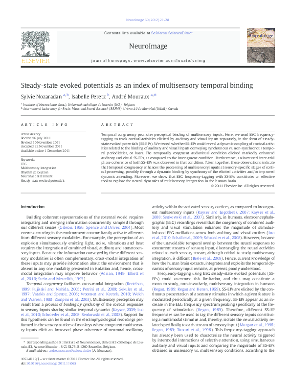 (PDF) Steady-state evoked potentials as an index of multisensory ...