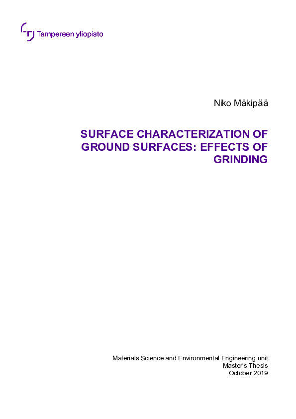 (PDF) Surface Characterization of Ground Surfaces Effects of Grinding