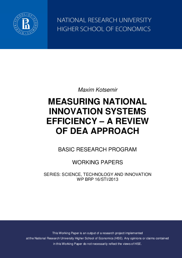 (PDF) Measuring National Innovation Systems Efficiency – A Review of ...