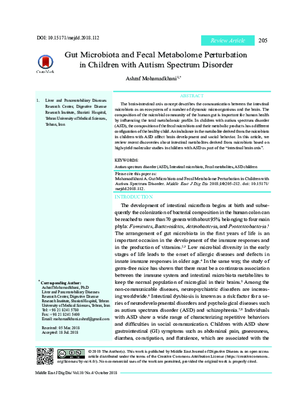 (PDF) Gut Microbiota and Fecal Metabolome Perturbation in Children with ...