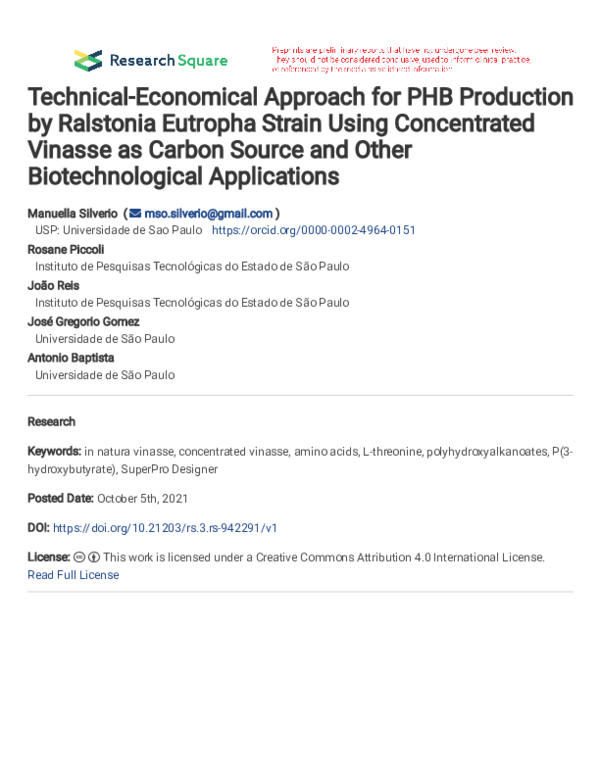 (PDF) Technical-Economical Approach for PHB Production by Ralstonia ...