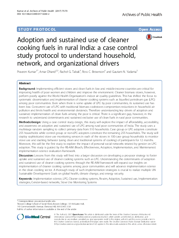 Free PDF Download - Adoption and sustained use of cleaner cooking fuels
