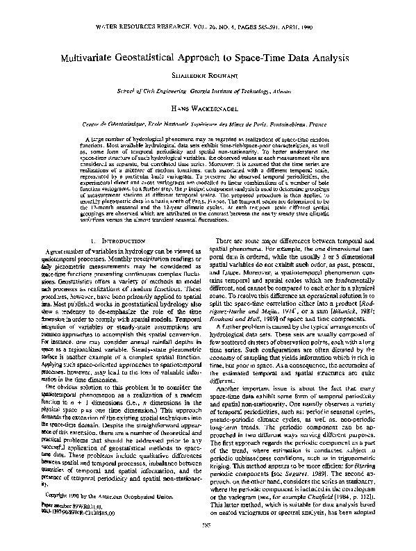 (PDF) Multivariate geostatistical approach to space-time data analysis
