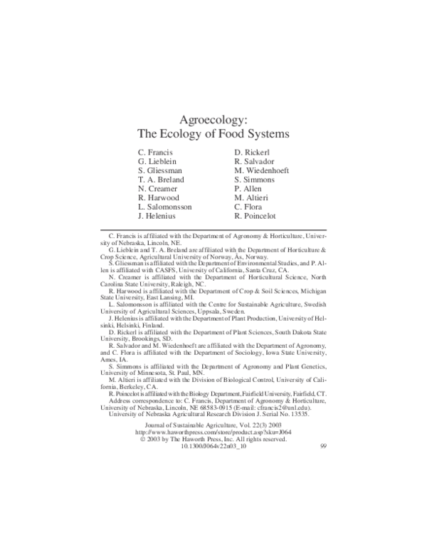 (PDF) Agroecology The Ecology of Food Systems(02)