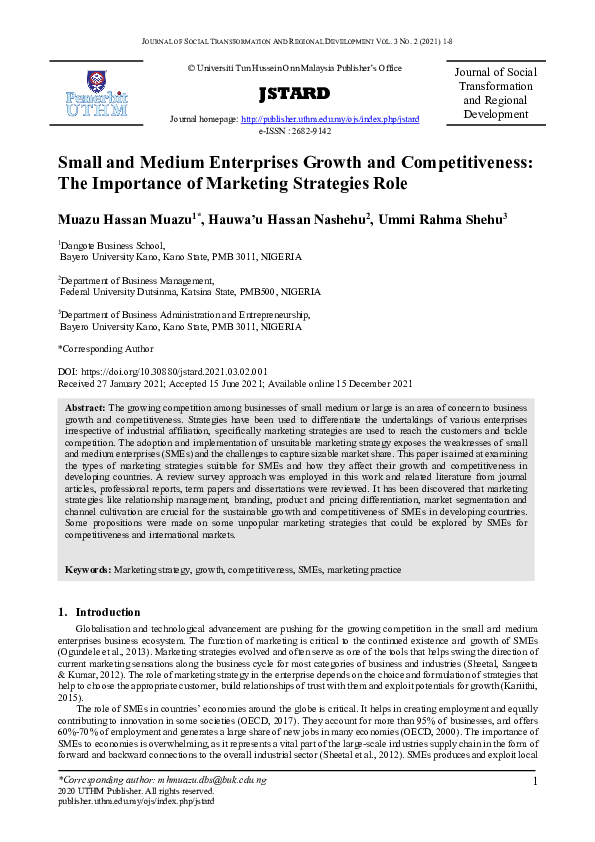 Image showcasing (PDF) Small and Medium Enterprises Growth and Competitiveness: The ...