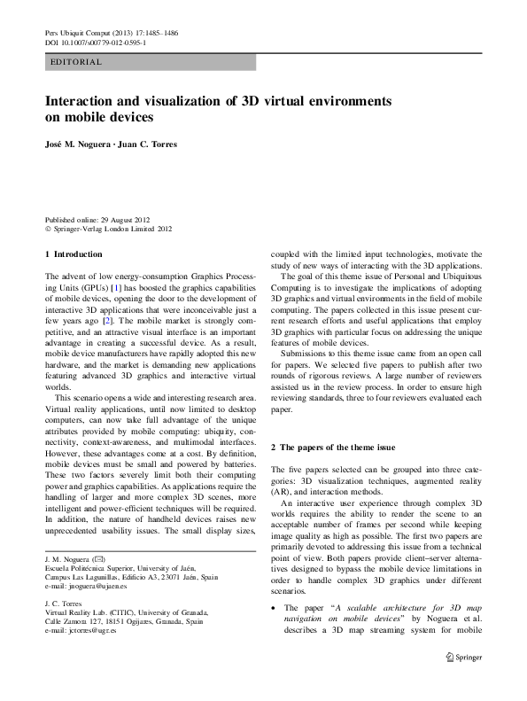 (PDF) Interaction and visualization of 3D virtual environments on ...