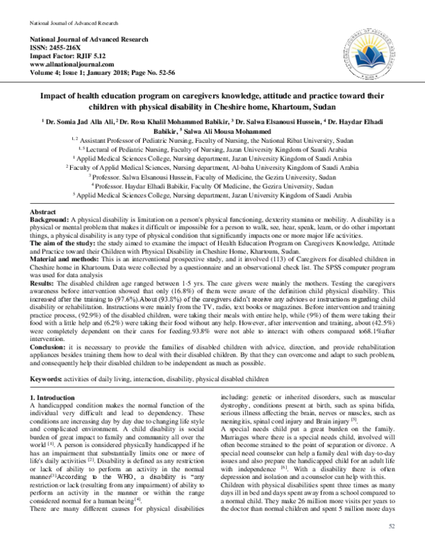 (PDF) Impact of health education program on caregivers knowledge ...