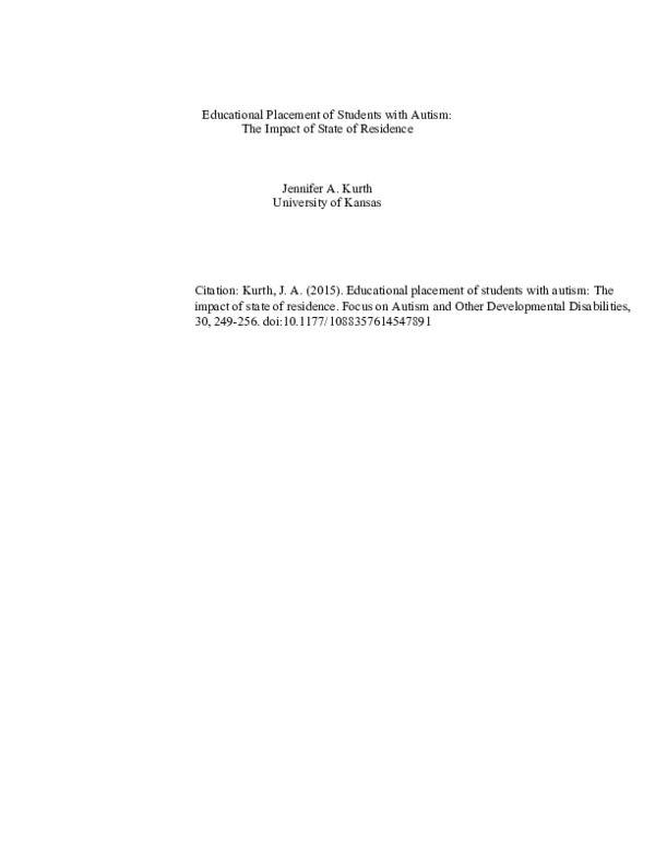 (PDF) Educational Placement of Students With Autism
