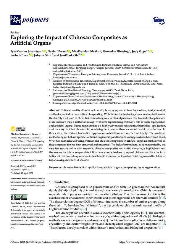 (PDF) Exploring the Impact of Chitosan Composites as Artificial Organs