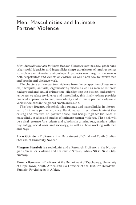 (PDF) Men, Masculinities and Intimate Partner Violence