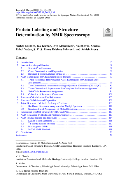 (PDF) Protein Labeling and Structure Determination by NMR Spectroscopy