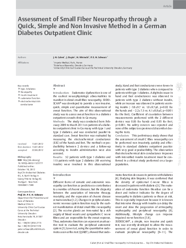 (PDF) Assessment of Small Fiber Neuropathy through a Quick, Simple and ...