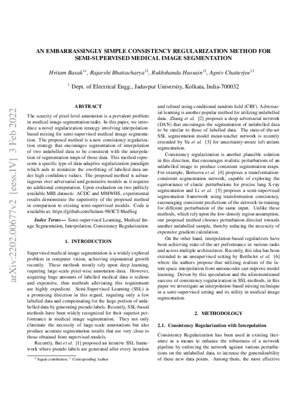 (PDF) An Embarrassingly Simple Consistency Regularization Method for ...