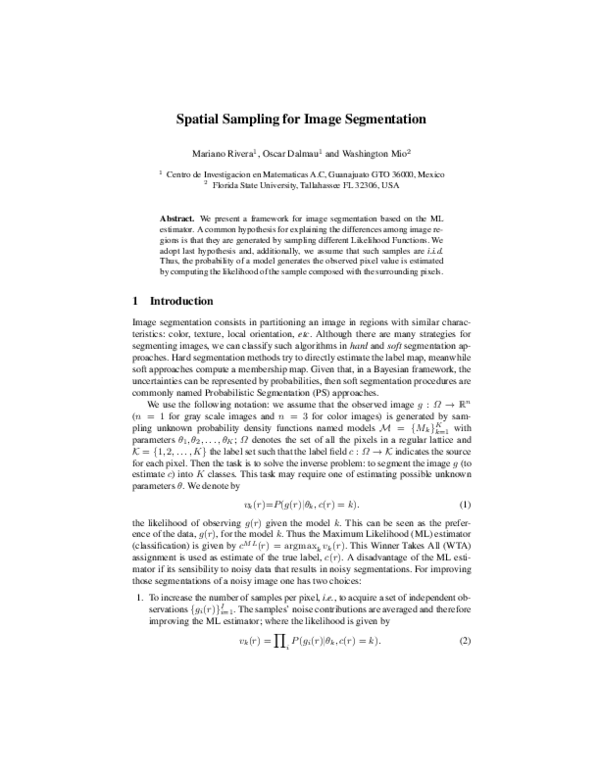 (PDF) Spatial Sampling for Image Segmentation