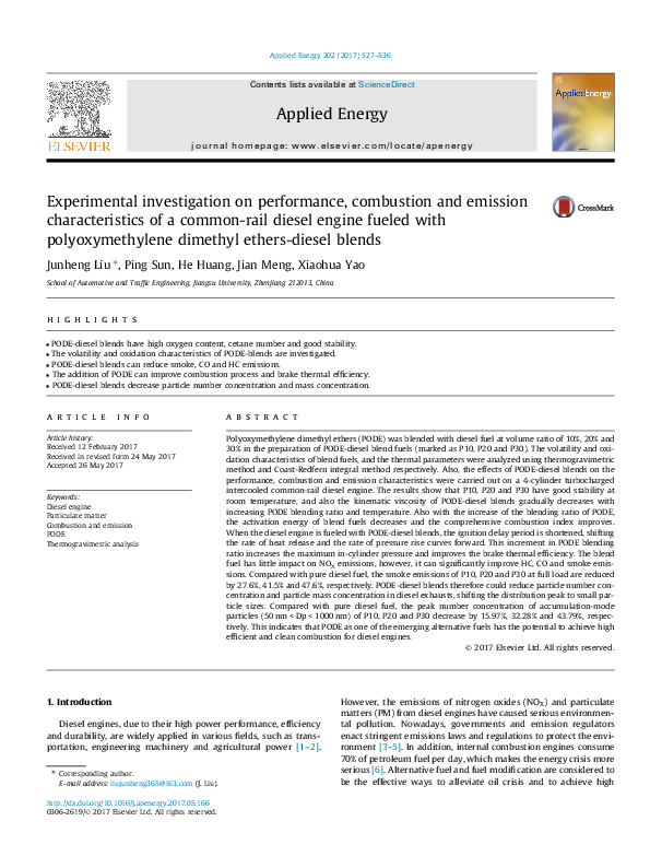 (PDF) Experimental investigation on performance, combustion and ...