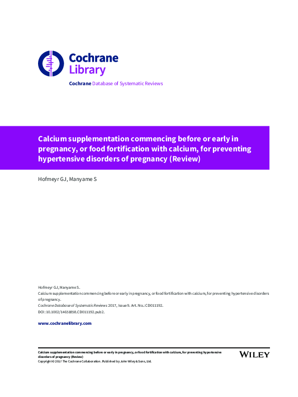 (PDF) Calcium supplementation commencing before or early in pregnancy ...