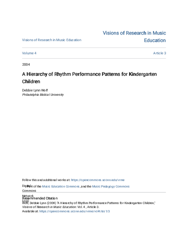 (PDF) A Hierarchy of Rhythm Performance Patterns for Kindergarten Children
