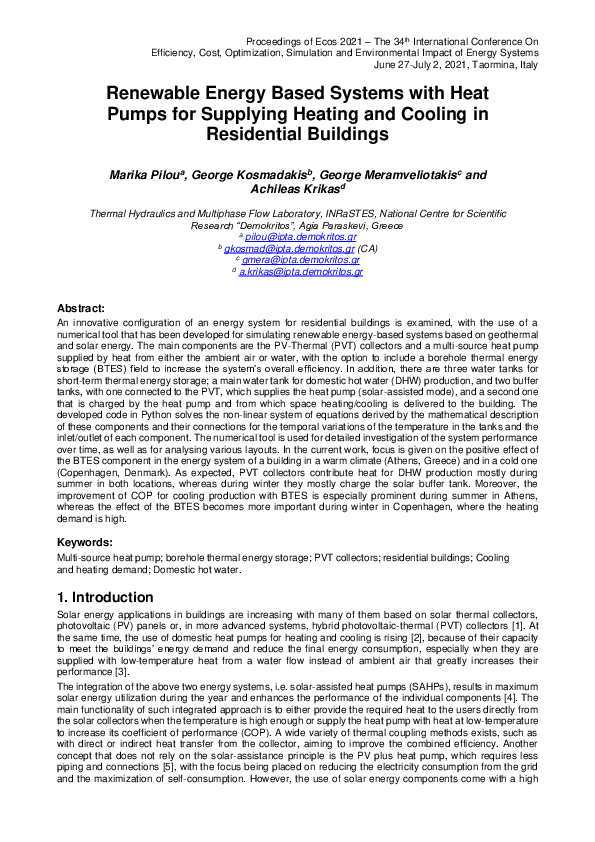 (PDF) Renewable Energy Based Systems with Heat Pumps for Supplying ...