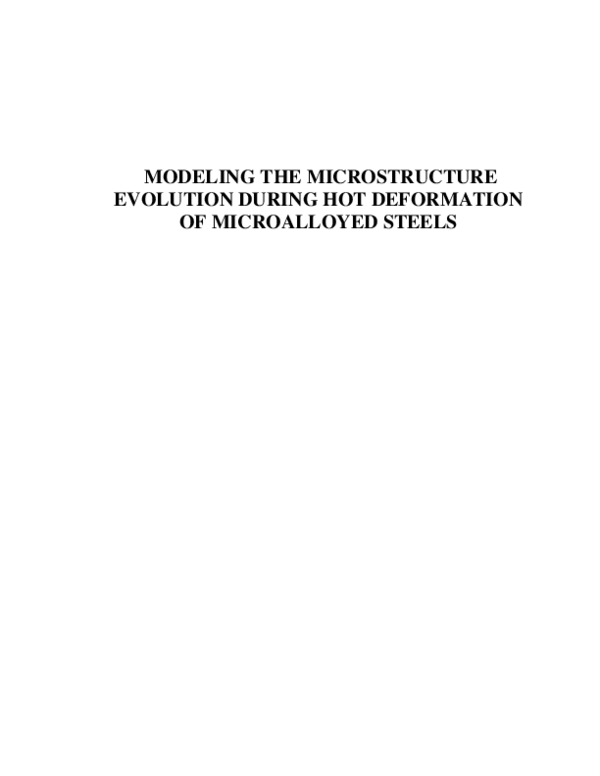 (PDF) Modeling the microstructure evolution during hot deformation of ...