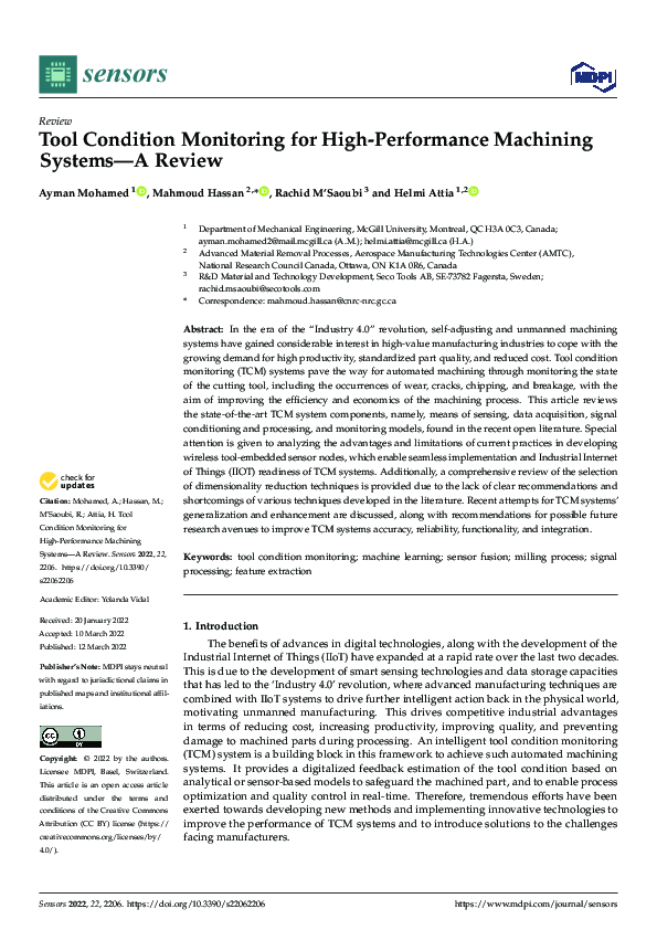 (PDF) Tool Condition Monitoring for High-Performance Machining Systems ...