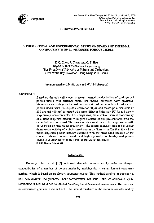 (PDF) A theoretical and experimental study on stagnant thermal ...