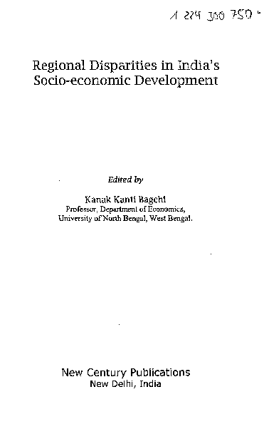 (PDF) Regional disparities in India's socio-economic development