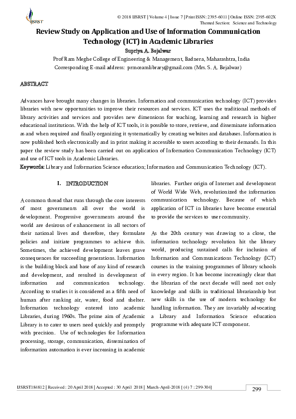 (PDF) Review Study on Application and Use of Information Communication ...