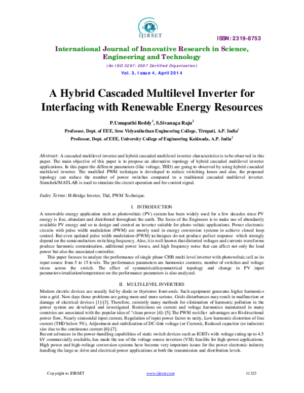(PDF) A Hybrid Cascaded Multilevel Inverter for Interfacing with ...