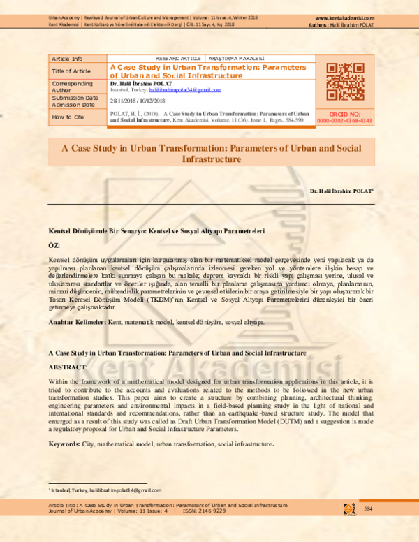 (PDF) A Case Study in Urban Transformation: Parameters of Urban and ...